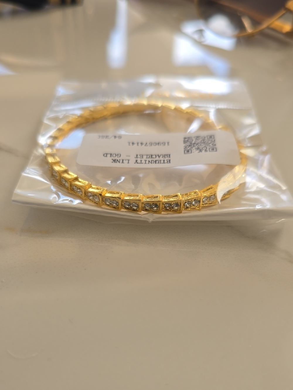 Gold Tennis Bracelet with Crystal Accents - Unbranded